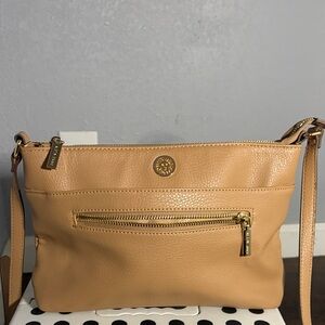Anne Klein Tan Crossbody Bag with Gold Accents